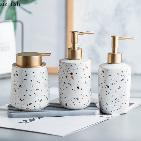 Ceramics Handwashing Fluid Bottle Color Terrazzo Pattern Bathroom Supplies Lotion Bottle Soap Bottle Portable Soap Dispensers ► Photo 1/6