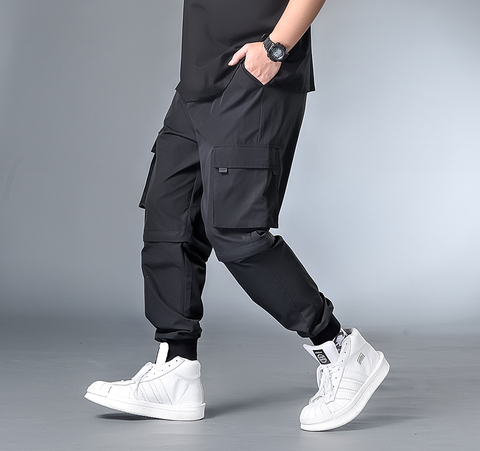 7XL-XXXXL Pachwork Cargo Pants Streetwear Hip Hop Ribbons Joggers Pants Men Japanese Style Black Casual Track Pants Fashions ► Photo 1/6