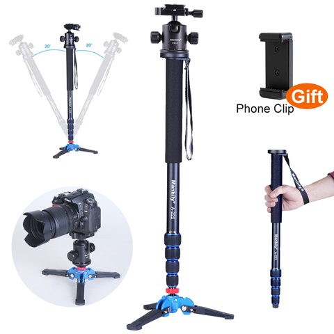 Manbily A-222 Camera Portable Professional DSLR Aluminum Monopod Tripod M1 Stand Base KB-0 Tripod Ball Heads, Monopod Max:65