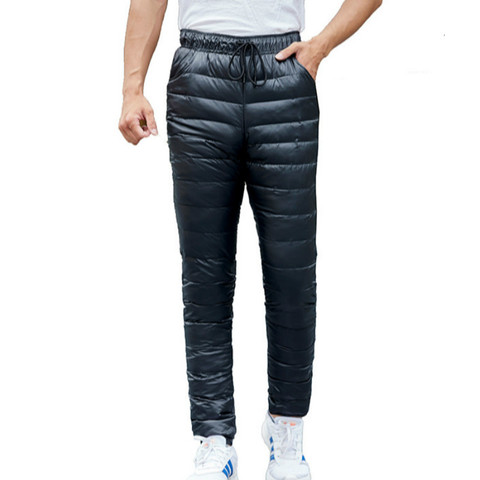 5XL Plus Size Men Winter Down Cotton Pants 90% White Duck Down High Waist Thick Warm Down Trouser Outdoor Hiking Waterproof Pant ► Photo 1/6