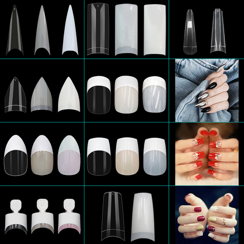 Stiletto Nail Hot French Ballerina Coffin Rounded Square False Nail Tips Manicure Fake Nail Tips 100 PCS 200 PCS 500PCS ► Photo 1/6