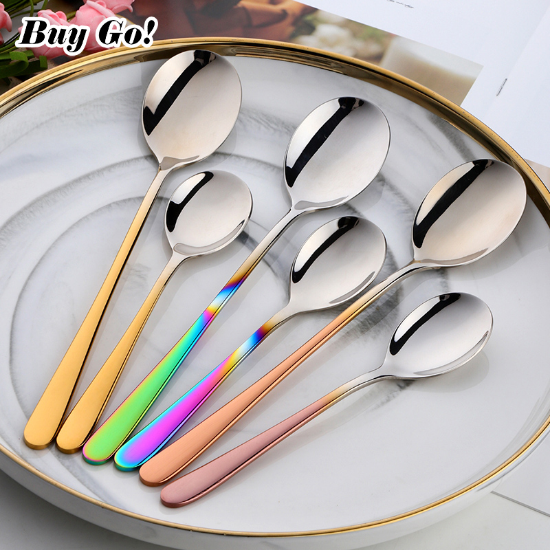 Colorful Tea Spoon Stainless Steel Coffee Dessert Spoon Tableware Flatware 