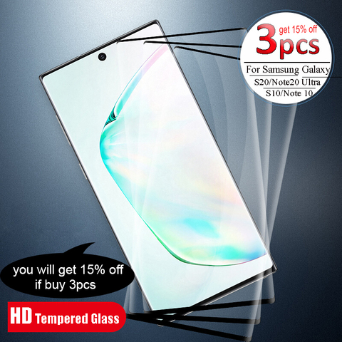 Full Coverage Tempered Glass Screen Protector for Samsung Galaxy Note 20 10 9 S20 Ultra Plus Screen Protectors 3pcs Get 15% Off ► Photo 1/6