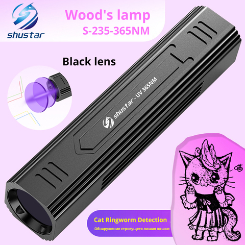 UV 365NM WOOD'S LAMP Cat Ringworm Detector Flashlight Pet Skin Doctor Pet Urine Detector Built-in Rechargeable Lithium Battery ► Photo 1/6