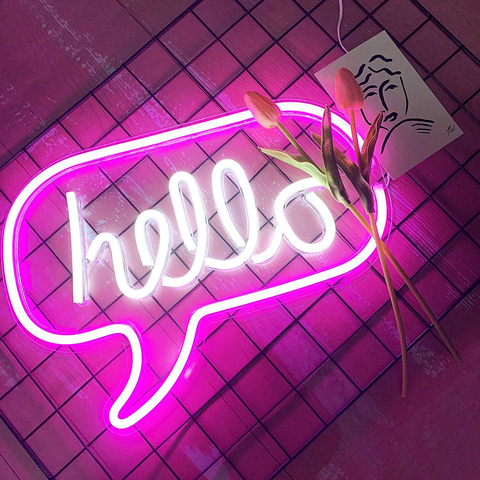 LED Hello Neon Light Sign Letters Neon Sign  Party Wedding Decorations Home Wall Decor Neon Lamp Gifts Panel Holiday Christmas ► Photo 1/5