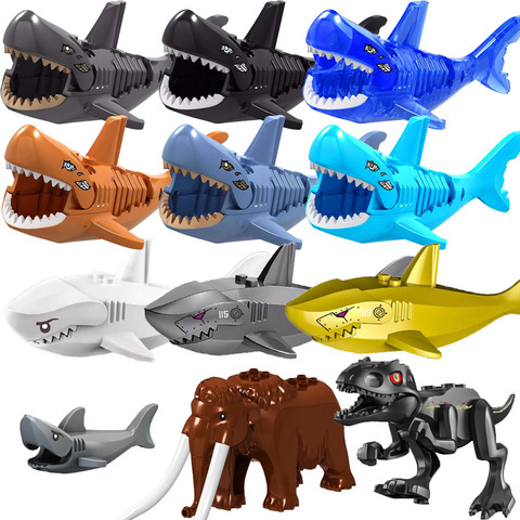 Animals Tiger Leopard Bear Elephant Caribbean Ghost Shark Dinosaurs Model Building Blocks Enlighten Figure Toys For Children ► Photo 1/6