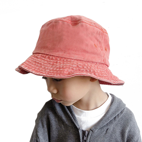 Washed Denim Bucket Hat Kids Wide Brim Cotton Fisherman Hat Girls Boys Summer Panama Sun Hat Outdoor Beach Fishing Cap ► Photo 1/6