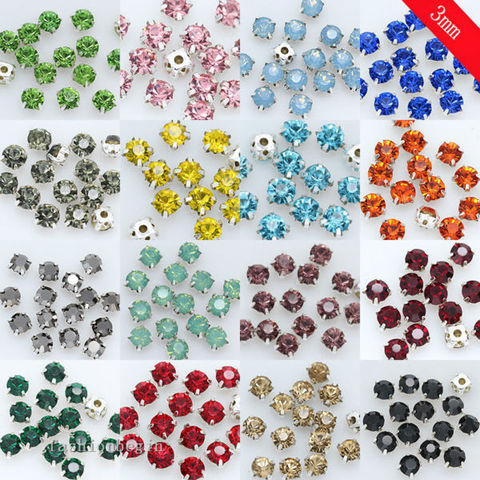 200p ss12 3mm Sew On flatback crystal glass cup claw Rhinestone Montees silver setting 4 Hole jewelry Beads shoes bags DIY Craft ► Photo 1/3