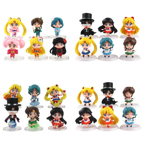 Buy Online Q Posket Sailor Moon Tsukino Sailor Mars Mercury Jupiter Venus Saturn Mercury Q Ver Mini Figures Pvc Model Toys Gift For Kids Alitools