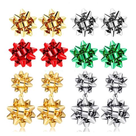 Christmas Bow Earrings Xmas Present Bow Earrings Christmas Stud Earrings for Women Girls 2022 Fashion New Year Gift ► Photo 1/6