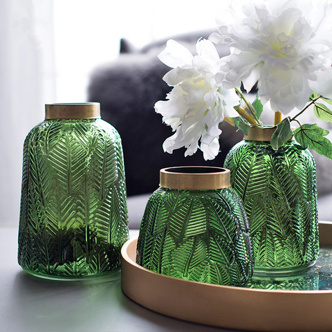 Nordic green glass Vase hydroponic Flower Pot Flower Basket Flower Vase home decoration pf90311 ► Photo 1/5