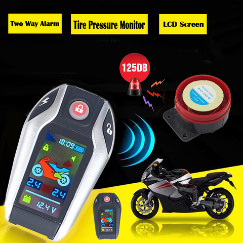 LCD Screen Motorcycle Alarm Auto Lock/Unlock Security System Two Way Anti-theft Alarm Tire Pressure Monitor Keyless Engine Start ► Photo 1/6