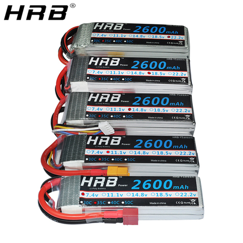 HRB Lipo Battery 2600mah T Dean 2S 3S 7.4V 35C XT60 Plug 11.1V 14.8V 18.5V 22.2V For Airplane Helicopter Drone RC Parts 4S 5S 6S ► Photo 1/6