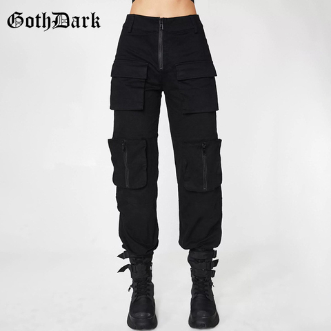Goth Dark Pleated Grunge Gothic Pants For Women Harajuku Punk Patchwork Zipper Pockets Autumn 2022 Fashion Female Trousers ► Photo 1/6