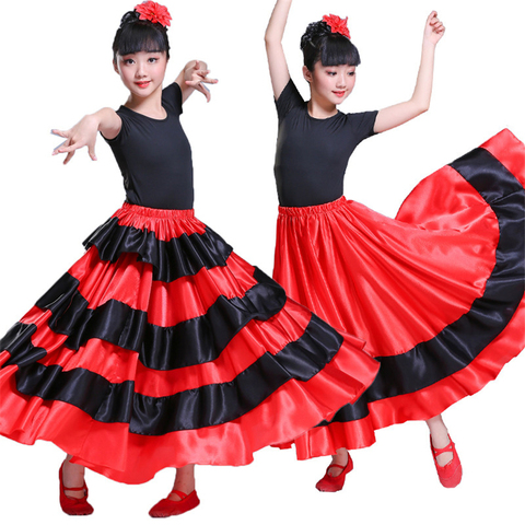 Girls Flamenco Skirt Flamenco Spanish Dress Chorus Stage Performance Dance Gypsy Skirt Woman Red Bullfighting Flamengo Dresses ► Photo 1/6