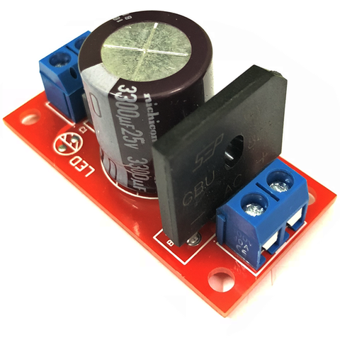 Rectifier filter power supply board / 8A rectifier power amplifier / 8A rectifier with red LED indicator / AC single power suppl ► Photo 1/3