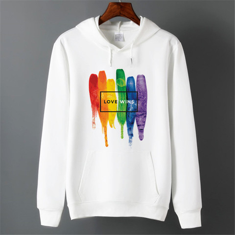 Men Pride Lgbt Gay Love Lesbian Rainbow Fleece Hoodies Sweatshirts Unisex Winter Harajuku Love is Love Sweatshirts Hoodies ► Photo 1/6