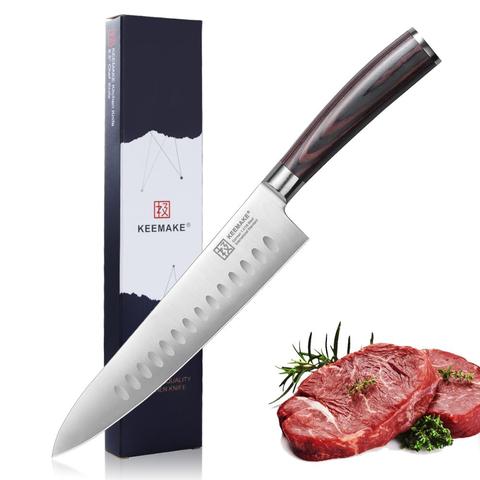 KEEMAKE Professional Chef's Knives High Carbon Stainless Steel Kitchen  Knife Tools Utility Santoku Cleaver Slicer Wooden Handle - AliExpress