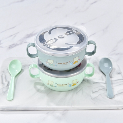 Baby Sucker Feeding Bowl with Spoon Water Injection Thermal