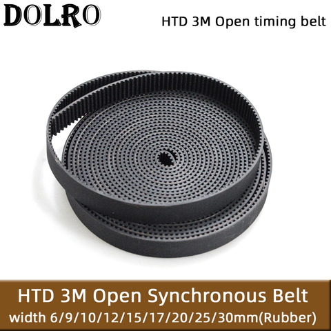 Arc Tooth HTD 3M Open Synchronous belt Width 6/9/10/12/15/20/25/30mm Rubber fiberglass Neoprene HTD3M pulley Laser Engraving CNC ► Photo 1/6