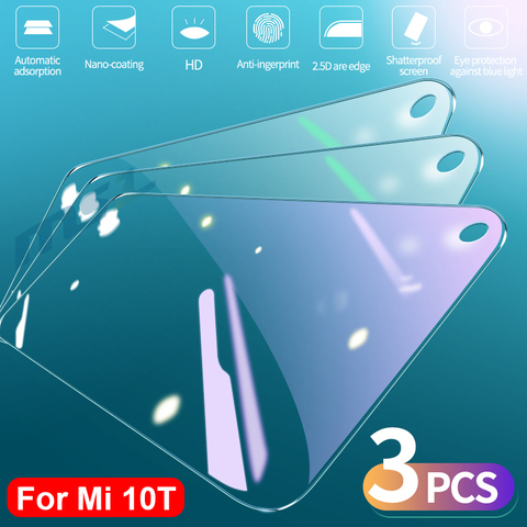 3Pcs Tempered Glass For Xiaomi Mi 10T Pro Mi10T Lite Screen Protector Anti blu-ray For Xiaomi 10t mi 10t Glass ► Photo 1/6