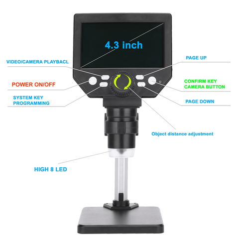 G1000 1000X digital microscope for mobile phone repair soldering electronic video Microscopes  4.3 inch HD LCD ► Photo 1/6