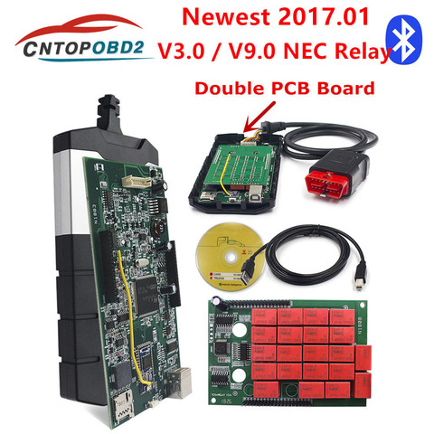 TCS Multidiag Bluetooth 2015.R3 2016.00 keygen Software Dual Green PCB V9.0 OBDII code reader truck diagnostic tool OBD2 scanner ► Photo 1/6
