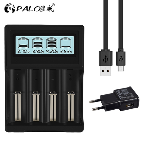 PALO battery Charger for 18650 26650 21700 18350  3.7V  lithium li-ion battery with LCD display Smart Charger for  3.7v Li- ion ► Photo 1/6