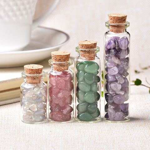 1PC Natural Crystal Glass Wishing Bottle Home Decor Healing Stone Natural Polished Stones Lucky Drifting Bottle Birthday Gifts ► Photo 1/6
