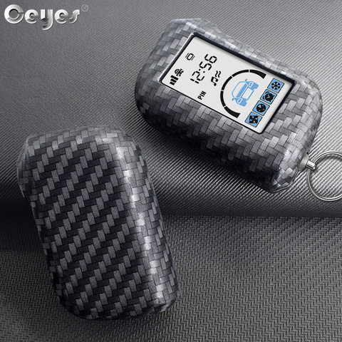 Carbon fiber Car Key Case Cover Protection For Starline A93 A63 Russian Version Two Way Auto Alarm Systems LCD ► Photo 1/6