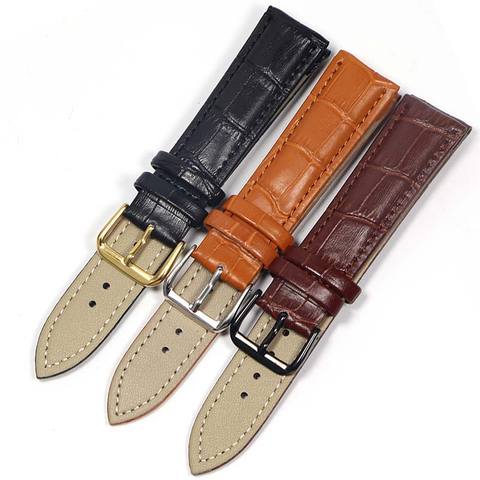 Genuine Leather Watchbands 12/14/16/18/20/22/24 mm Watch Steel Pin buckle Band Strap High Quality Wrist Belt Bracelet + Tool ► Photo 1/5