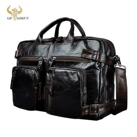 Genuine Leather man design multifunction purpose Maletas Maletin business briefcase 15