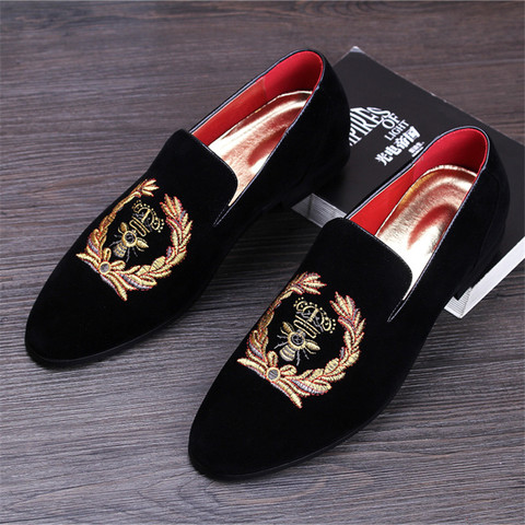 Men's Fashion Suede Leather Embroidery Loafers Mens Casual Printed Moccasins Oxfords Shoes Man Party Driving Flats EU size 38-45 ► Photo 1/6