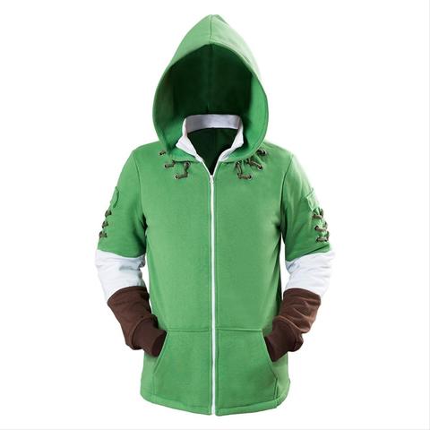 Link Cosplay Hoodie Green Zip Up Hoodie Sweatshirt Cotton Long Sleeve Coat Cosplay Costume ► Photo 1/6