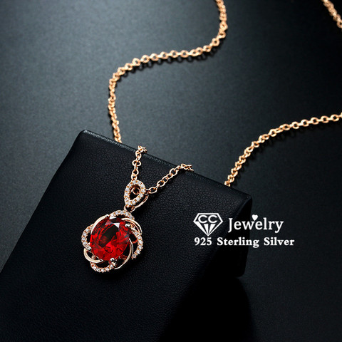 CC Vintage Necklaces Pendants For Women Cubic Zirconia Red Stone Bridal Wedding Engagement Necklace Fine Jewelry Colar CCN501 ► Photo 1/6