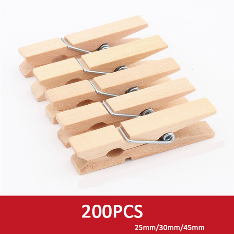 50 PCS 25mm Quality Mini Spring Wood Clips Clothes Photo Paper Peg