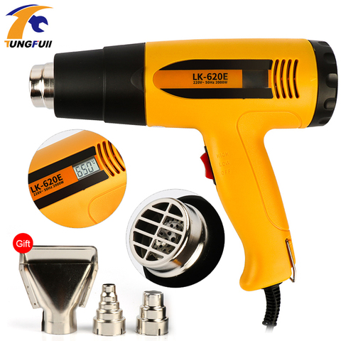 2000W Heat Gun Hot Air Gun Thermoregulator Professional LCD Display Soldering Hair Dryer Construction Power Tool 220V EU ► Photo 1/6