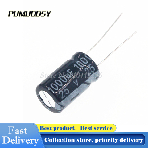 10PCS/LOT Aluminum electrolytic capacitor 1000uF 25v 10*17 Electrolytic Capacitor 25v 1000uf Hot sale 10x17mm ► Photo 1/1