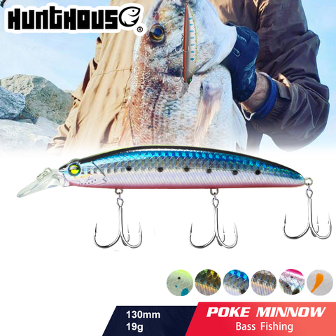 HUNTHOUSE poke minnow hard fishing lure long casting 130mm 19g wobblers artificial bait good For fishing 8 colors Fishing bait ► Photo 1/6