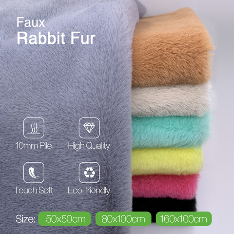 1Pcs 50x50cm Faux Rabbit Fur Fabric 100% Polyester 10mm Pile Super Soft Plush Fabric For Handmade Stuffed Toys Sewing Fabric ► Photo 1/6