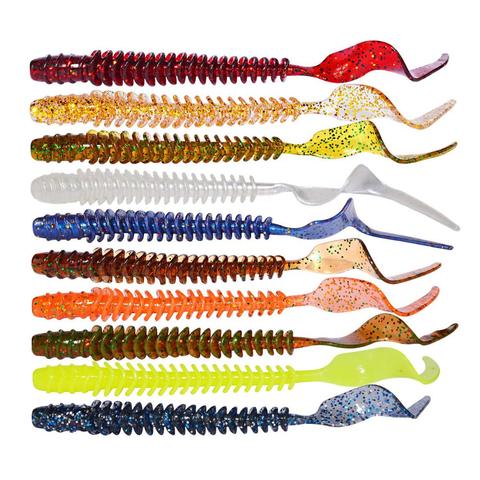 8Pcs/lot Jig Worm Fishing Silicone Soft Lures 105mm 3.2g shrimp odor Long Tail Artificial Rubber soft Bait Bass pesca Tackle ► Photo 1/6