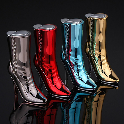 Creative Novelty Women's boots Shape Lighters Refillable Butane Gas Cigarette Lighter Straight flame Fire Best Gift For Smokers ► Photo 1/6