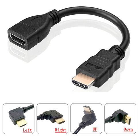 Extension Cable 90 Degree Right Angled HDMI-compati Male to Female Cable Adapter Connector Black for DVD TV Projector 0.15M 0.5M ► Photo 1/6