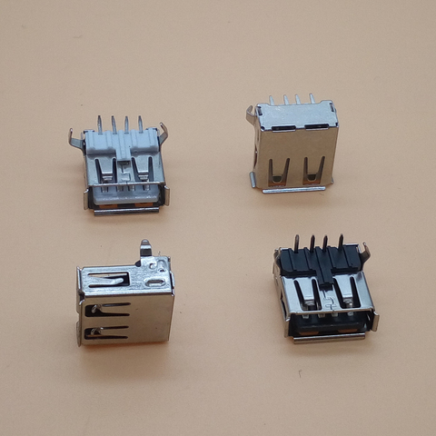 100pcs USB 2.0 4Pin A Type Female Socket Connector 2 Feet 90 Degree Bend Pin Plug Jack DIY Connectors ► Photo 1/3