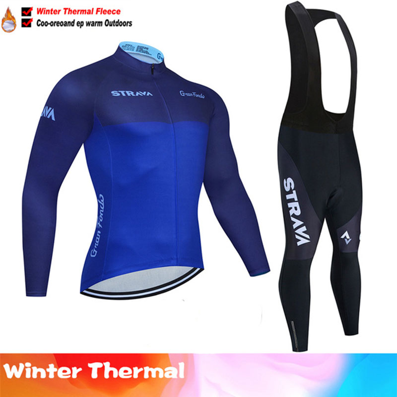 Mens Cycling Jersey Bib Pants Set 2020 Winter Thermal Fleece Bike Sports Uniform 