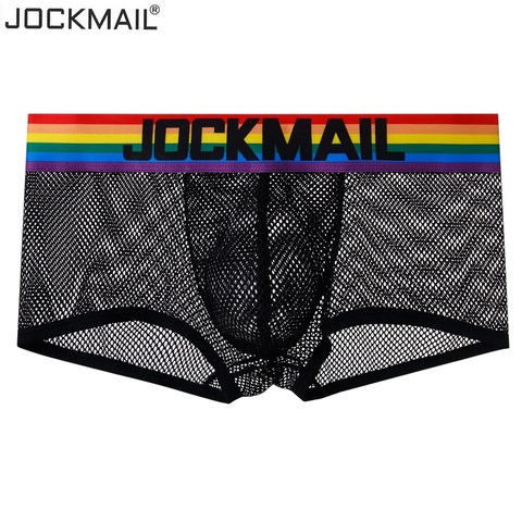 JOCKMAIL Sexy Underwear Boxer Men Mesh hole Men's Boxers Male Underpants Panties Cotton Mens Bodysuit Trunks Pants Gay Underwear ► Photo 1/6