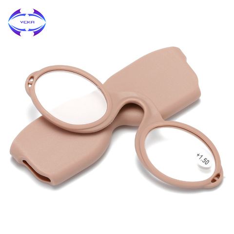 VCKA Silica gel Fashion Nose Clip Reading Glasses Mini Wallet Portable Legless Plastic Glasses with Case Men  Women +1.0to +4.0 ► Photo 1/6