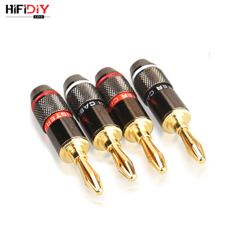 HIFIDIY LIVE 4PCS/Set 4mm Pure Copper Gold Plated Banana Plug Connector For Audio Video Speaker Adapter Terminal Connectors Kit ► Photo 1/6