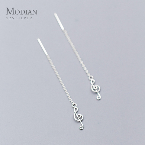 Modian Original 925 Sterling Silver Musical Note Cutout Classic Long Drop Earrings for Women Korea Style Fine Jewelry  2022 NEW ► Photo 1/5