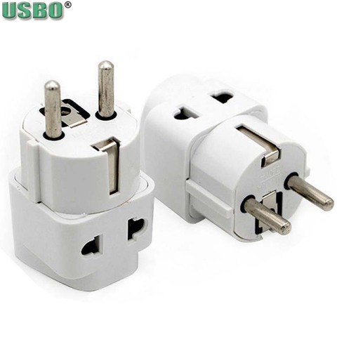 White Black copper 2in1 AU UK US to EU Universal Germany France Indonesia South Korea Russia Schuko Travel Plug Adapter Type E/F ► Photo 1/6